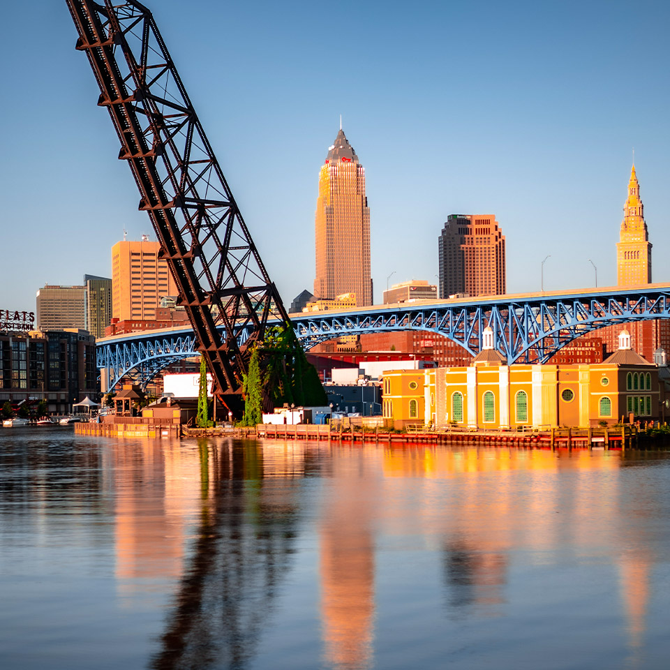 Cleveland skyline in the evening