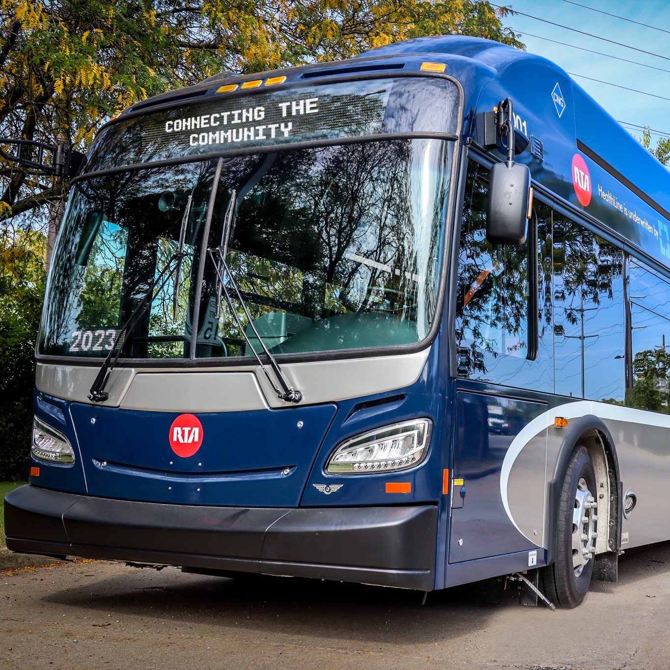 New GCRTA bus pulling up to a stop